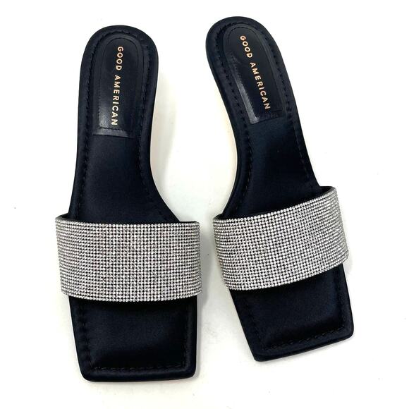 Good American Kickstand Slide Sandal Mules Black Diamond Size 7.5 GA117KD - Picture 4 of 12